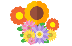 Desenho com flores de várias cores representando o mercado de flores